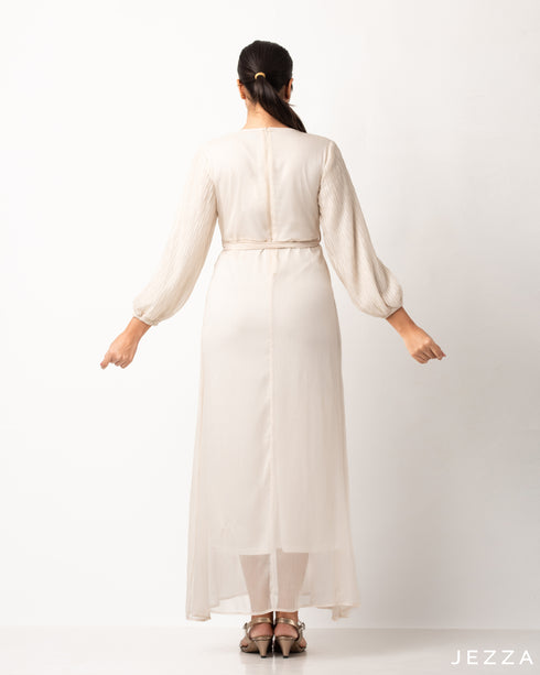 Ankle Length Dress With Tie Up Belt With An Inner Dress 53901/57921